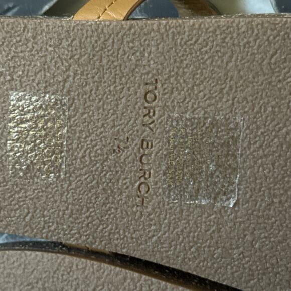 Tory Burch Miller Cloud Shearling Sandals Women’s 7.5 Tan Leather Logo Thong - Picture 10 of 10